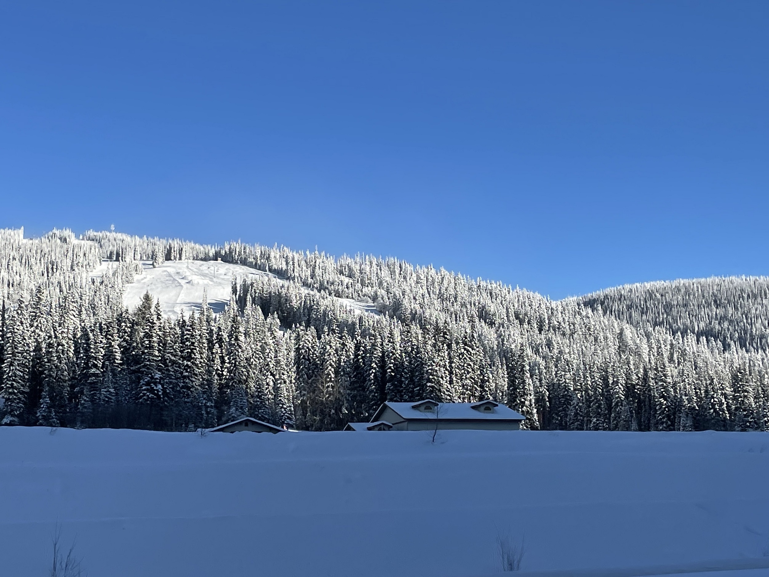 Blue sky winter mountain